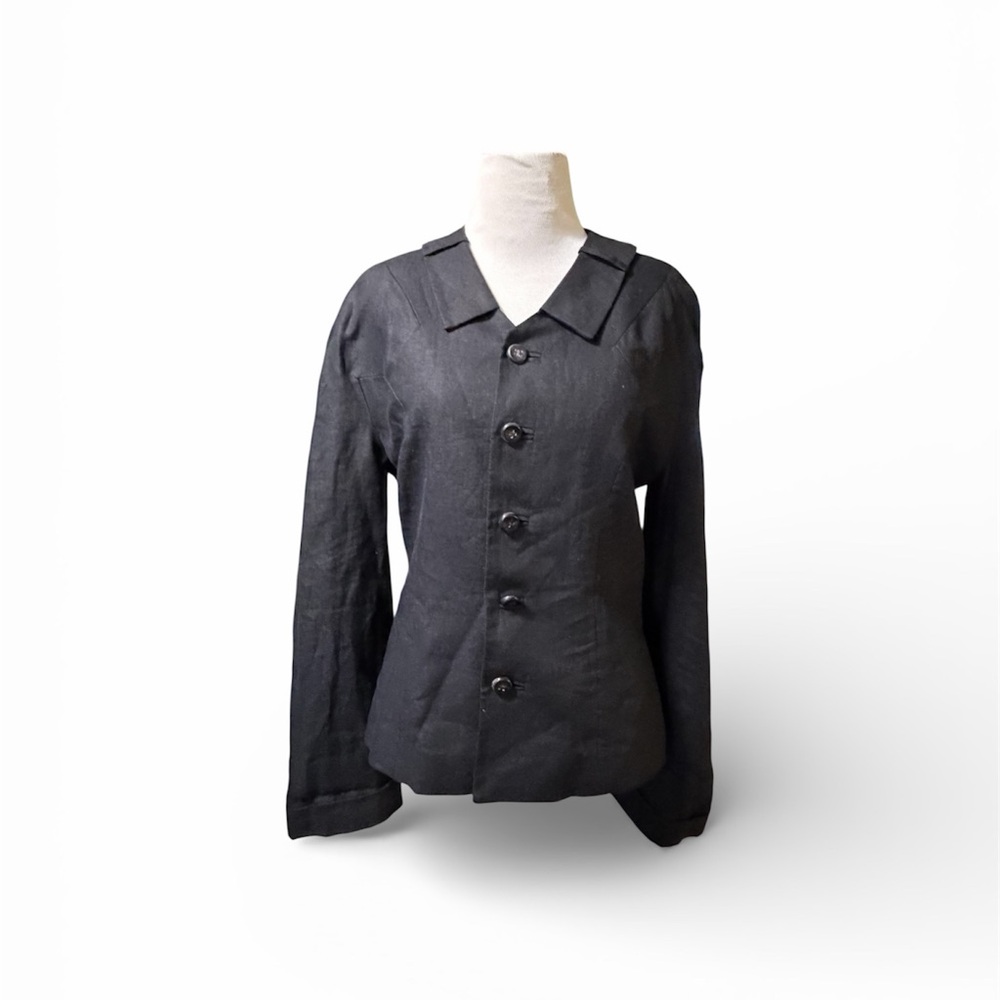 Linen Black Jacket with silk lining 6 Edgy Avant garde couture origami art